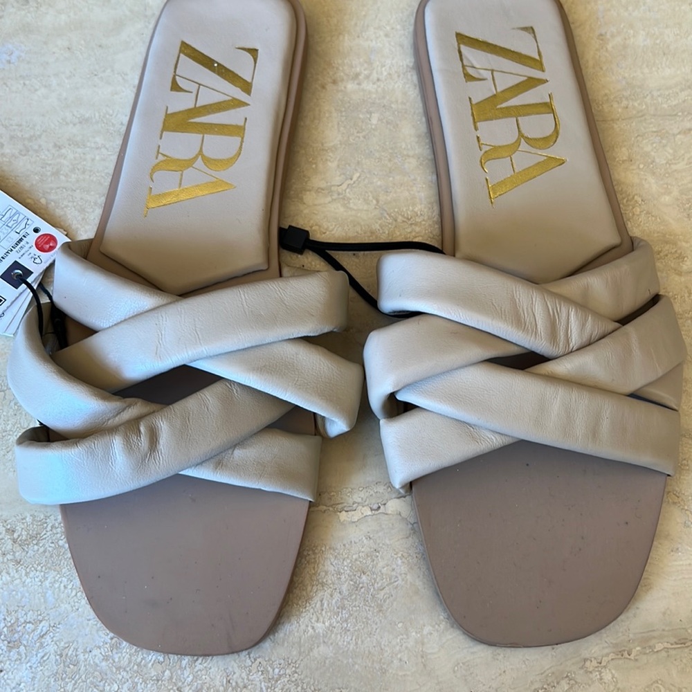 Zara leather slides size 38
